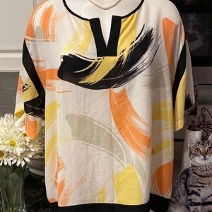 J womens Nue Options short sleeve multi color regular size blouse XL